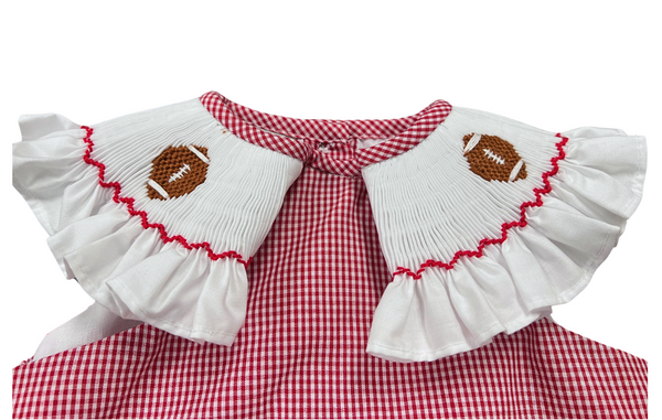 Smocked Sleeve Embroidered Football Dress