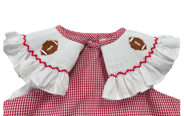 Smocked Sleeve Embroidered Football Bubble