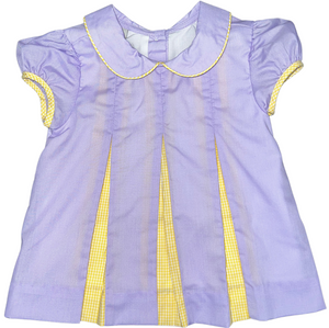 Lavender/Yellow Gingham Pleat Dress